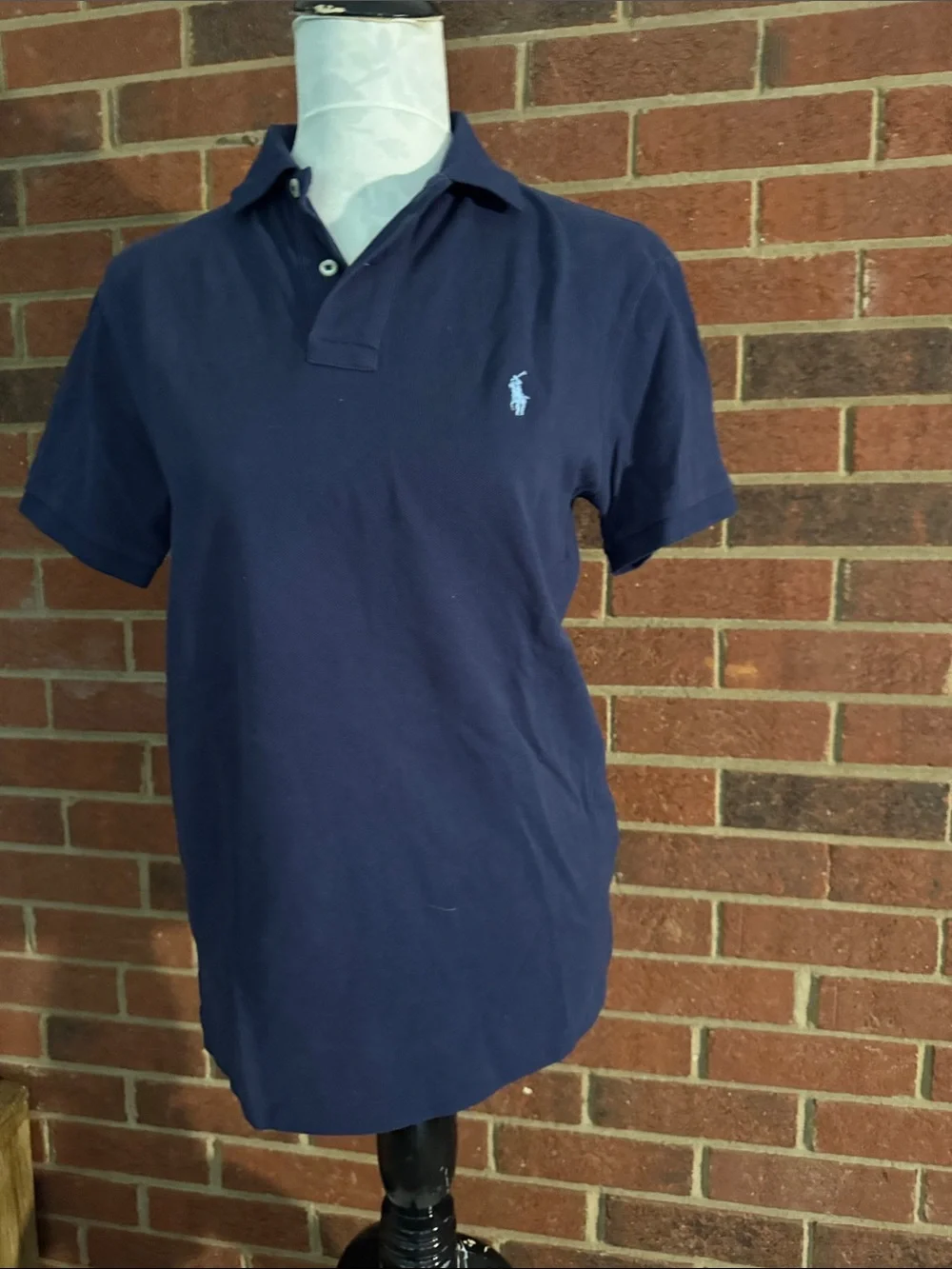 Ralph Lauren Navy Polo with Light Blue Pony Embroidery
